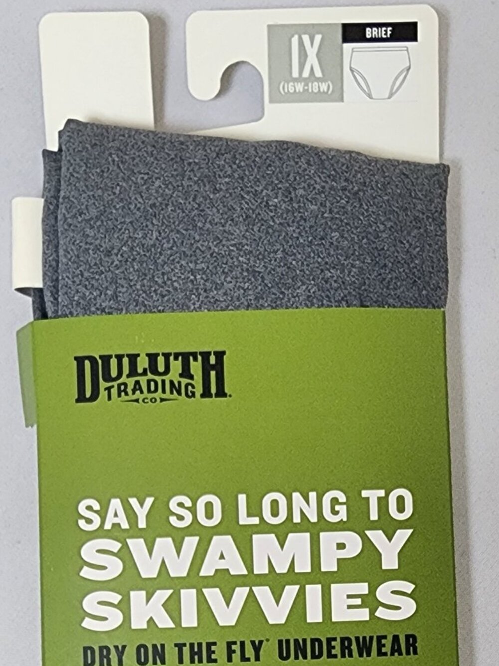 Duluth Trading Dry on the Fly Underwear Brief Plus - Gray Heather - 1X